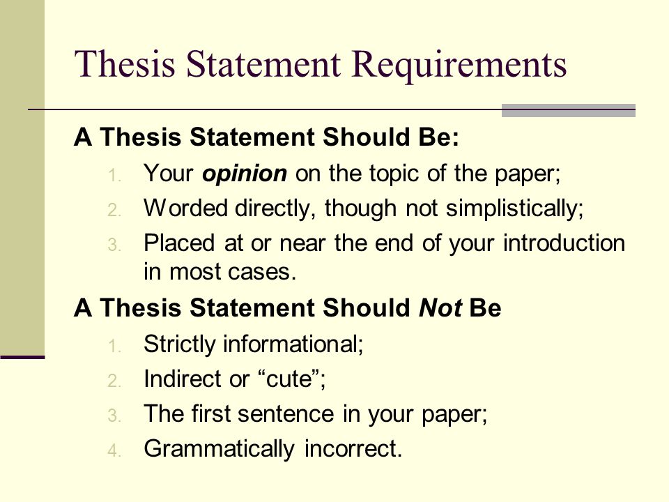 a thesis statement should be